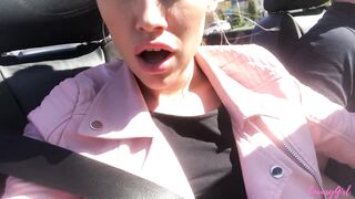 Outdoor Blowjob In The Car! Young Babe in a Cabriolet. LuxuryGirl. - 3 image