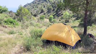The tourist heard loud moaning and caught couple fucking in the tent. - 1 image