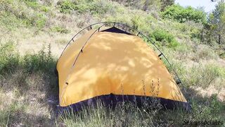 The tourist heard loud moaning and caught couple fucking in the tent. - 10 image