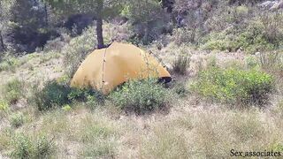 The tourist heard loud moaning and caught couple fucking in the tent. - 4 image