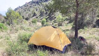 The tourist heard loud moaning and caught couple fucking in the tent. - 7 image