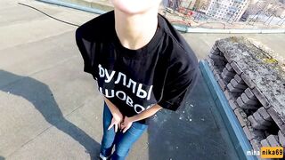Outdoor Public sex on the roof of a high-rise building - POV by MihaNika69 - 3 image