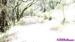 Blond babe flashes while hiking then swallows cum - FoxxxLife - POV - 4 image