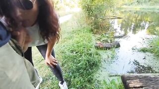 handjob outdoors, public blowjob in the woods - 5 image