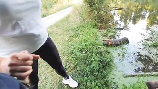 handjob outdoors, public blowjob in the woods - 6 image