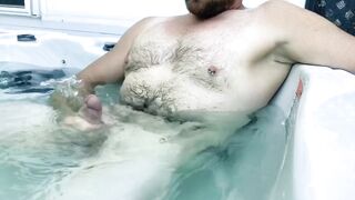 Hot Tub Masturbation, Cumshot In The Water & Pissing Outside The Tub Right After - 10 image