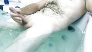 Hot Tub Masturbation, Cumshot In The Water & Pissing Outside The Tub Right After - 9 image
