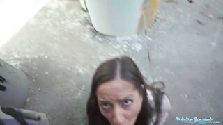 Public Agent British brunette sucks a fat cock outside before fucking - 6 image