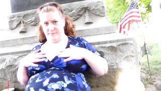 a fat mature masturbates in an American cemetery - 3 image