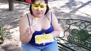 I suck my man's ass, cock and balls, extract a lot of cum and eat it with pineapple in public - 13 image