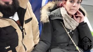 Handjob fast with cumming in the mouth between train seats - 7 image