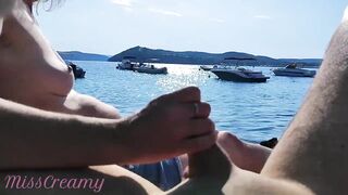French Milf Handjob Amateur on Nude Beach public in Greece to stranger with Cumshot - MissCreamy - 5 image