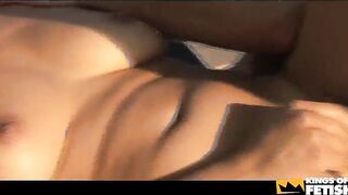 Latina teen swallows cum after sucking and riding a big dick on the sunbed - 13 image