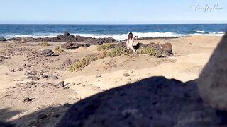 NUDIST BEACH BLOWJOB: I show my hard cock to a bitch that asks me for a blowjob and cum in her mouth. - 6 image