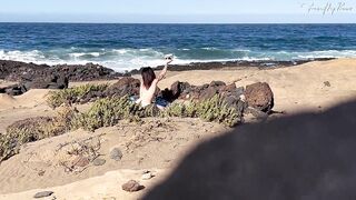 NUDIST BEACH BLOWJOB: I show my hard cock to a bitch that asks me for a blowjob and cum in her mouth. - 7 image