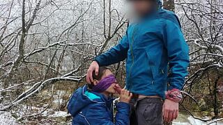 Public Blowjob And Cum Swallow Near The Mountain River - 1 image