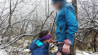 Public Blowjob And Cum Swallow Near The Mountain River - 2 image