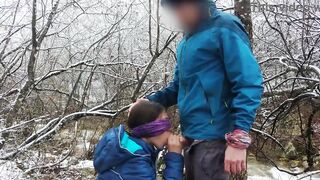 Public Blowjob And Cum Swallow Near The Mountain River - 5 image