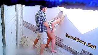 Cheating Wife Fucking Outdoors Strangers - I don't think my husband will mind if I have a hot fuck with another guy outside the house - 13 image