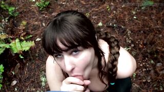 Slut Swallows Cum in the Forest - 6 image