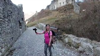 Caught! recognized by strangers while hiking in the mountains! Now I'm already fucking in a castle! - 2 image