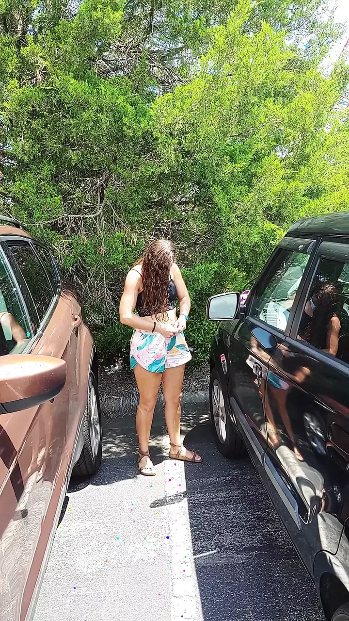 voyeur outdoor changing Changing in parking lot watch online