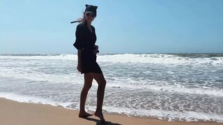 Me- Teen Girl on a Wild Nudist Beach Jerks off, Sucks Dick, Shows Legs Public Outdoor, Blowjob - 1 image