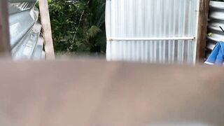 Pervert Tapes Through Hole Outdoor Dressing Room - 4 image