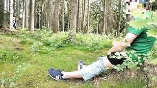 Dickflash in the forest, a stranger sucks a cock and has sperm on her tits - 4 image