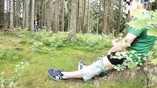 Dickflash in the forest, a stranger sucks a cock and has sperm on her tits - 5 image