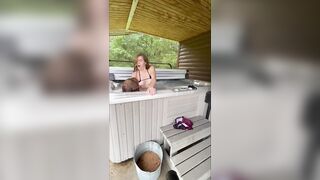 Cabin Outdoor Dirty Blonde Petite First Time Hot Tub Sex Full Tape - 2 image