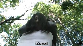 Perfectly pale Japanese wife audacious tryst in a forest - 8 image