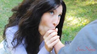 Influencer Running from a Bear Sucks my Dick to Rescue Her - 5 image