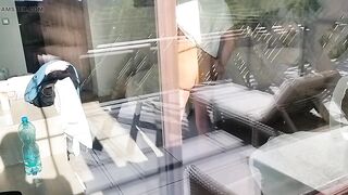 a stranger looks at a naked woman from the balcony in a hotel, she is masturbating, she comes out to him and helps him - 10 image
