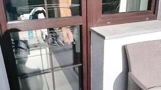 a stranger looks at a naked woman from the balcony in a hotel, she is masturbating, she comes out to him and helps him - 6 image