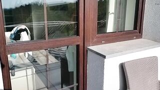 a stranger looks at a naked woman from the balcony in a hotel, she is masturbating, she comes out to him and helps him - 7 image