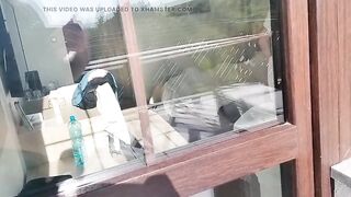 a stranger looks at a naked woman from the balcony in a hotel, she is masturbating, she comes out to him and helps him - 9 image