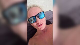 Blonde hot amateur wife on a vacation is taking sun bath with her vibrator - 14 image