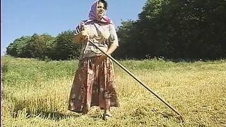 Two Farmers and One Horny Babe Bang Their Fuck Holes on the Field - 1 image