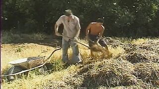 Two Farmers and One Horny Babe Bang Their Fuck Holes on the Field - 2 image