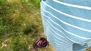 500 titslaps on her naked breasts in the woods - 4 image