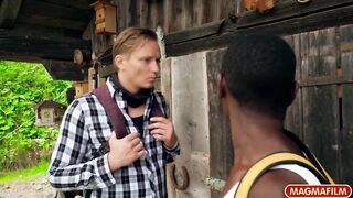 Erotic black babe fucking outdoors