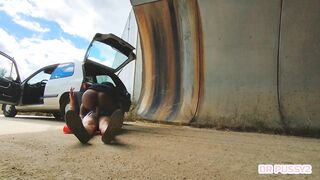 AFRICAN WOMAN WITHOUT PANTIES HAS HER CAR BREAKDOWN AND WHEN SHE BENDS DOWN TO SEE THE PROBLEM, SHE IS SURPRISED BY A STRANGER WITH A HARD COCK WHO FUCKS HER IN HER HOT AND JUICY PUSSY IN VARIOUS POSITIONS WITHOUT A SHIRT - 13 image