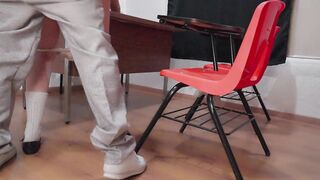 Student sucking and fucking in the living room!!? At last!!! My fantasy fucking a student in a classroom! They locked the door in a hidden room at the exit! She's a from Mexico! - 12 image