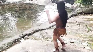 Wild Sex in the Forest Ended with a Strong Cumshot in the Green-eyed Girl's Mouth - 7 image