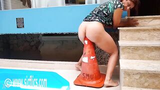 Latin MILF Fucks XXXL Street Cone in Her Ass - 8 image