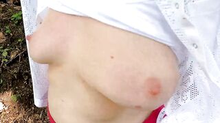 Slapping her white tits red in the wood - 4 image