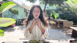 Cum on a girl's face in a public cafe - She eats lunch with cum on her face! - Cumwalk - 11 image