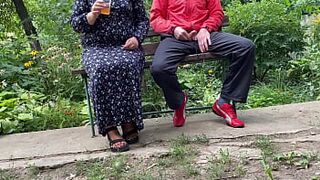 Curvy mother in law gets my cum outdoors - 1 image