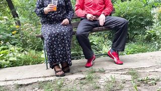 Curvy mother in law gets my cum outdoors - 2 image